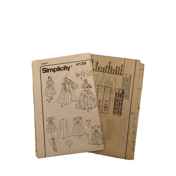 Sewing Pattern Simplicity 4139 Child's Dorothy Glenda Wicked Witch Size 3-8 - Picture 5 of 5